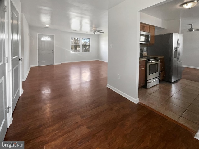 2115 Greenwood Dr, Waldorf, MD 20601 - interior space with dark wood finished floors, baseboards, and ceiling fan