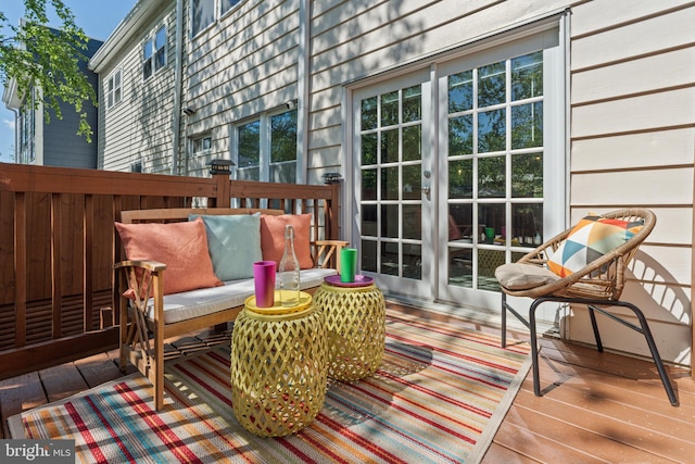 wooden deck with french doors