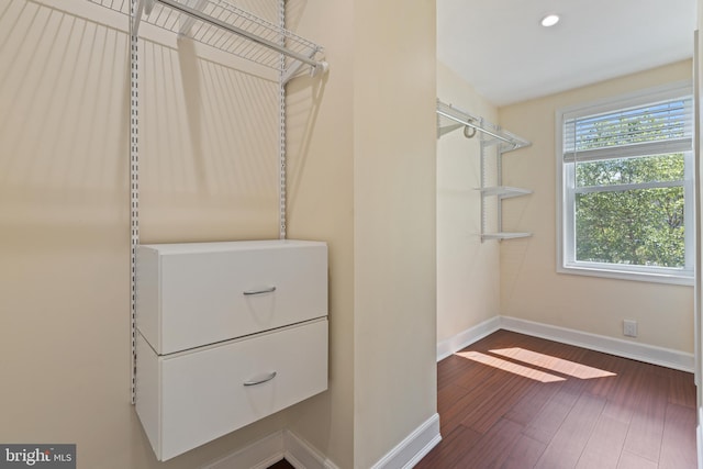 spacious closet with wood finished floors