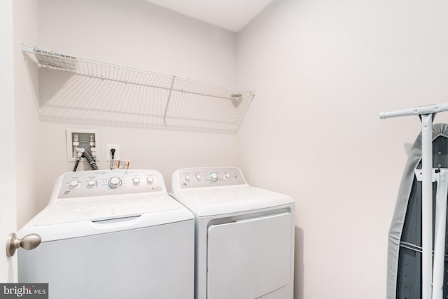 laundry room with washer and dryer and laundry area