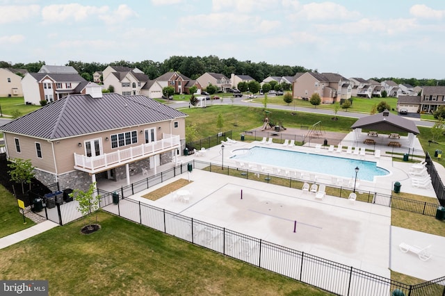bird's eye view with a residential view