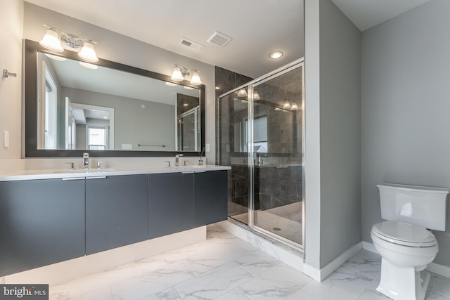 350 Star Tavern Ln, West Chester, PA 19382 - full bathroom with a shower stall, baseboards, a sink, and visible vents