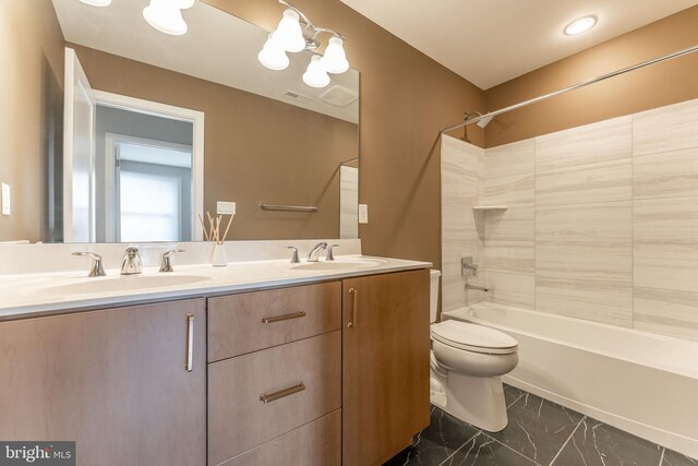 350 Star Tavern Ln, West Chester, PA 19382 - bathroom with marble finish floor, a sink, double vanity, and toilet
