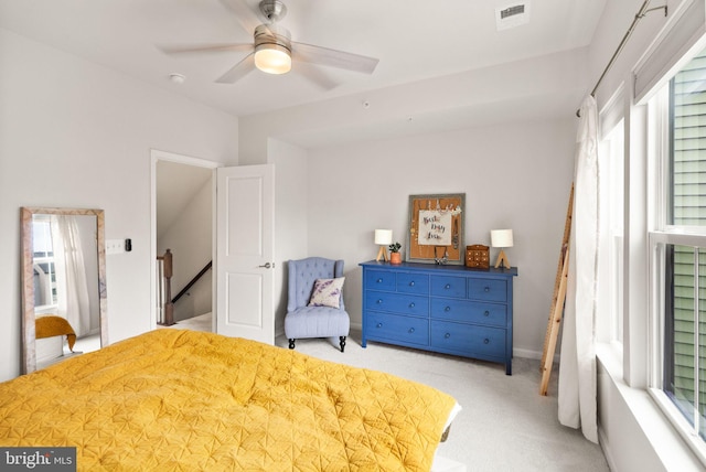 22186 Mccormick Ter, Ashburn, VA 20148 - bedroom with light colored carpet, multiple windows, and a ceiling fan