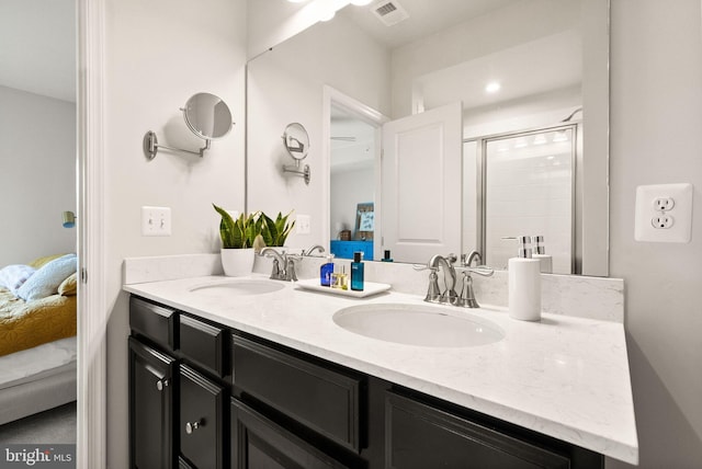 22186 Mccormick Ter, Ashburn, VA 20148 - full bathroom featuring connected bathroom, a stall shower, and double vanity