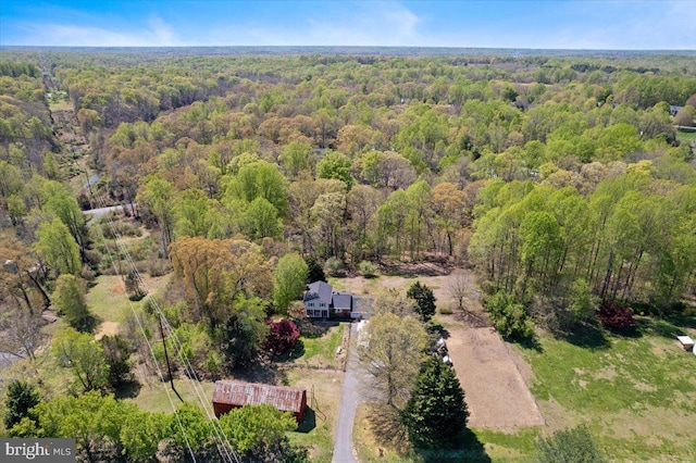 5650 Warren Dr, Huntingtown, MD 20639 - bird's eye view featuring a wooded view
