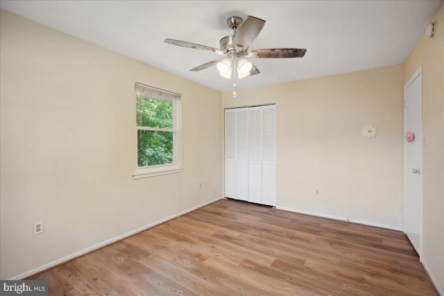 5650 Warren Dr, Huntingtown, MD 20639 - empty room with light wood-style floors, baseboards, and ceiling fan