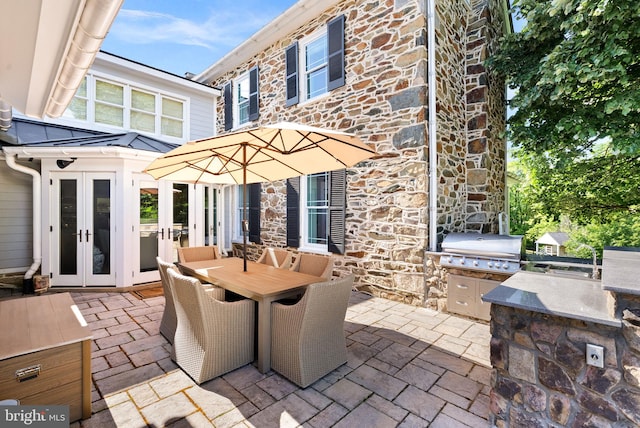 36437 Whispering Springs Ct, Purcellville, VA 20132 - view of patio / terrace featuring french doors and outdoor dining area