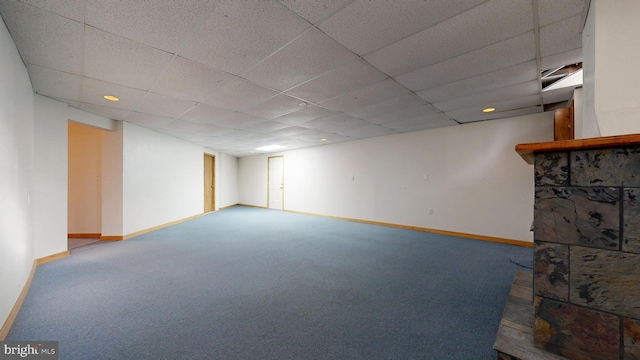1081 Caldwell Corner Rd, Townsend, DE 19734 - finished basement featuring carpet floors, baseboards, and a drop ceiling