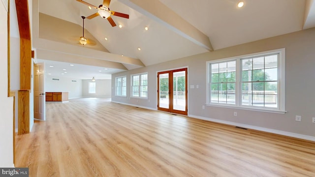 1081 Caldwell Corner Rd, Townsend, DE 19734 - unfurnished living room featuring ceiling fan, visible vents, a wealth of natural light, and light wood-type flooring