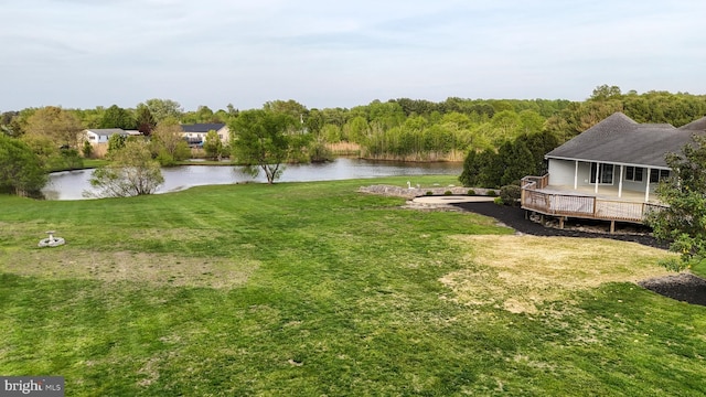 1081 Caldwell Corner Rd, Townsend, DE 19734 - view of yard with a deck with water view