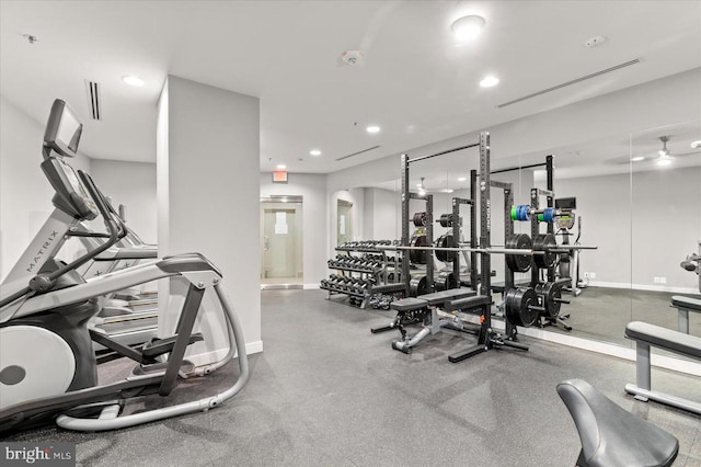 50 Florida Ave NE Unit 412, Washington, DC 20002 - exercise room with baseboards and recessed lighting
