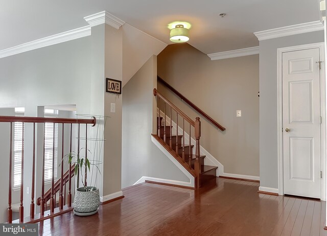 920 Pine Forest Ln Unit 1812, Upper Marlboro, MD 20774 - stairs featuring crown molding, baseboards, and wood finished floors