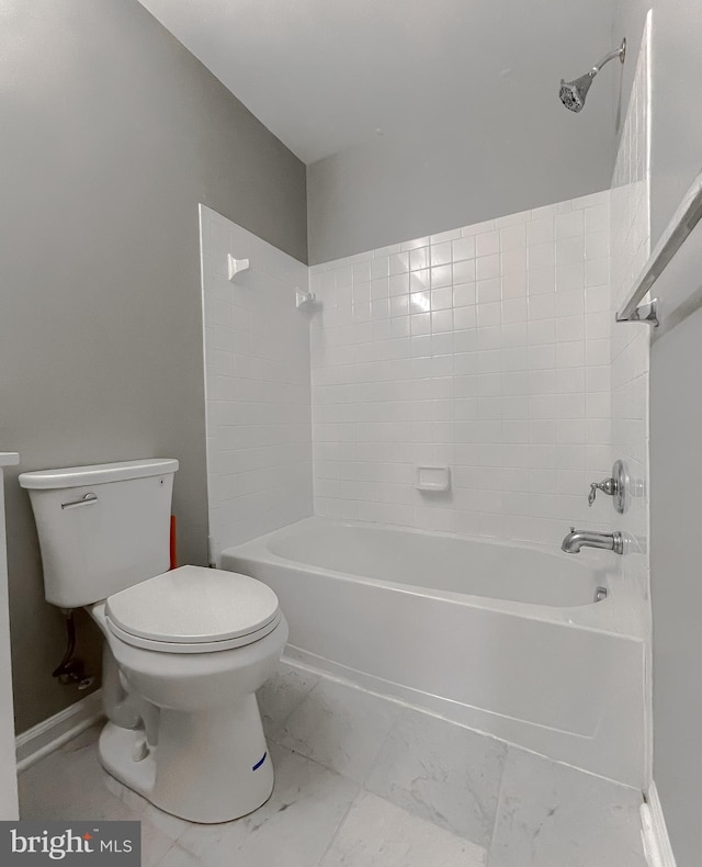 920 Pine Forest Ln Unit 1812, Upper Marlboro, MD 20774 - bathroom featuring toilet, baseboards, tub / shower combination, and marble finish floor