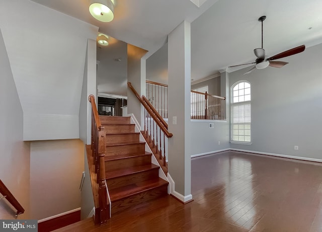 920 Pine Forest Ln Unit 1812, Upper Marlboro, MD 20774 - stairway featuring wood-type flooring, ceiling fan, and baseboards