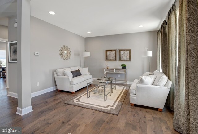 126 Green Forest Dr Unit 5Houston, Middletown, DE 19709 - living room featuring baseboards, recessed lighting, and wood finished floors
