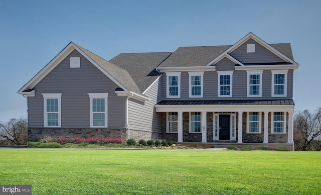 126 Green Forest Dr Unit 5Houston, Middletown, DE 19709 - craftsman inspired home featuring a porch, a front lawn, stone siding, and a standing seam roof