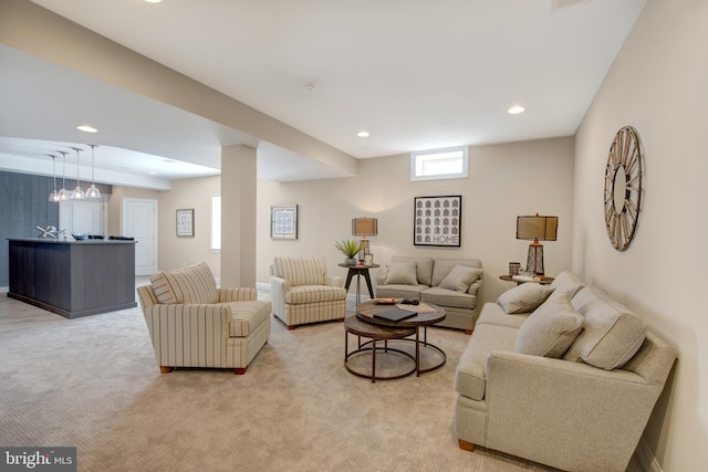 126 Green Forest Dr Unit 5Houston, Middletown, DE 19709 - living area featuring light carpet and recessed lighting