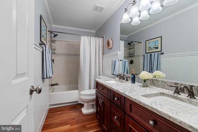 26 Blossom Wood Ct, Stafford, VA 22554 - full bath with a sink, visible vents, ornamental molding, and wood finished floors