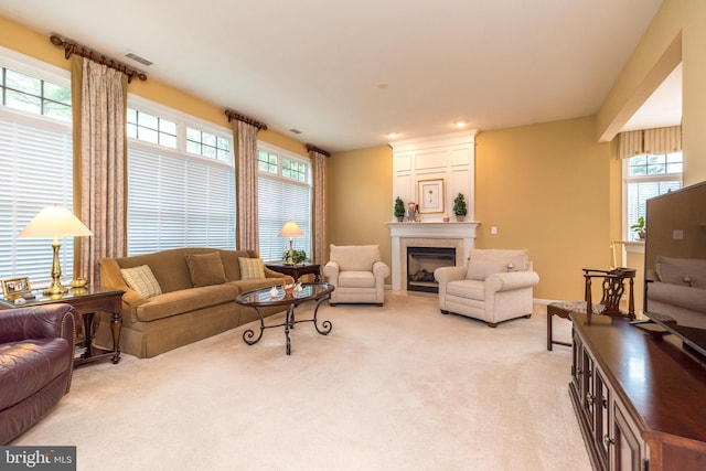 106 Mahogany Way, Upper Gwynedd, PA 19446 - living area with a wealth of natural light, light carpet, and visible vents