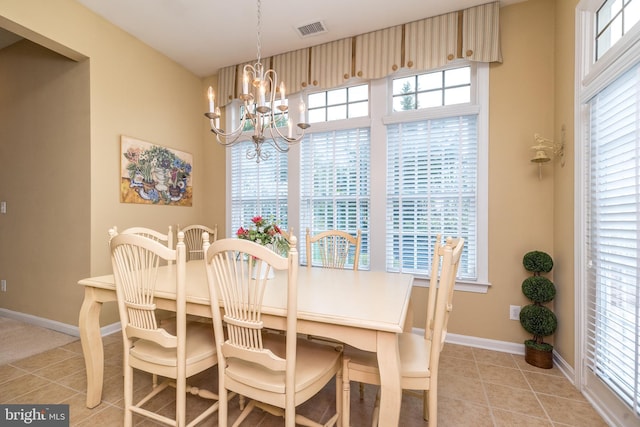 106 Mahogany Way, Upper Gwynedd, PA 19446 - dining room featuring visible vents, a wealth of natural light, a notable chandelier, and light tile patterned floors