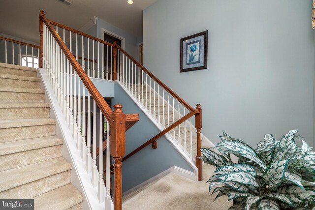 106 Mahogany Way, Upper Gwynedd, PA 19446 - staircase featuring recessed lighting, visible vents, carpet flooring, and baseboards