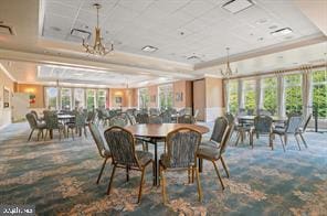 106 Mahogany Way, Upper Gwynedd, PA 19446 - dining space with a tray ceiling and carpet flooring
