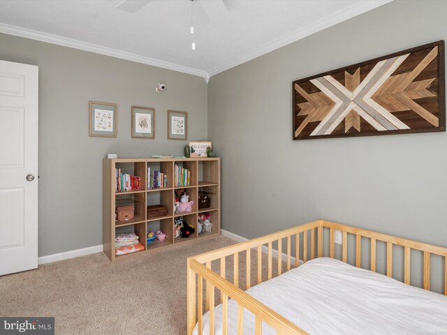 2311 Crosslanes Way, Odenton, MD 21113 - carpeted bedroom featuring crown molding, baseboards, and ceiling fan