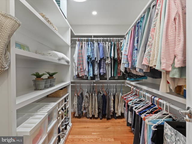walk in closet featuring light wood-type flooring