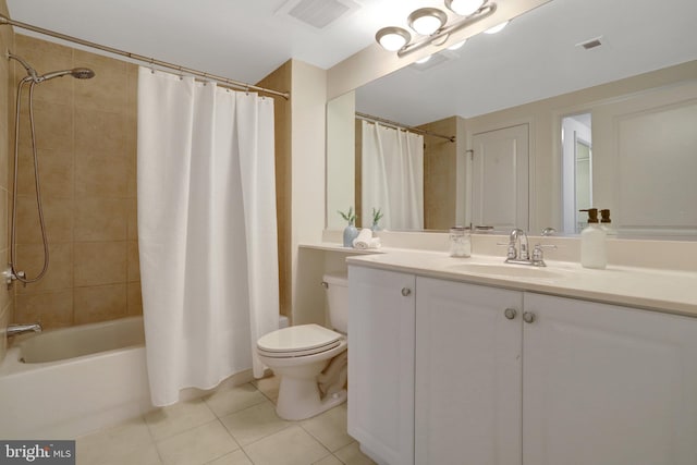851 N Glebe Rd Unit 321, Arlington, VA 22203 - bathroom with visible vents, tile patterned flooring, vanity, toilet, and shower / bathtub combination with curtain