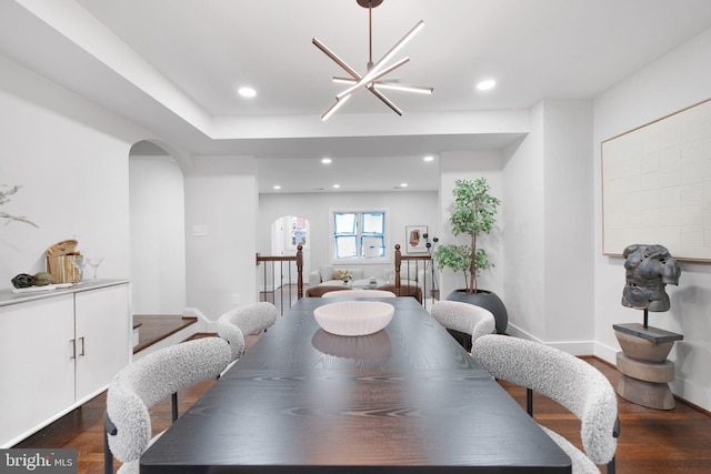 133 Ingraham St NW, Washington, DC 20011 - dining space with recessed lighting, arched walkways, and wood finished floors