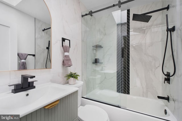 133 Ingraham St NW, Washington, DC 20011 - bathroom with shower / bath combination with glass door, vanity, and toilet