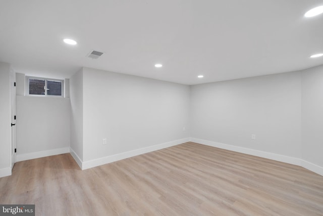 133 Ingraham St NW, Washington, DC 20011 - finished basement with light wood-type flooring, baseboards, visible vents, and recessed lighting