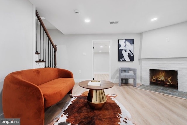 133 Ingraham St NW, Washington, DC 20011 - living area featuring visible vents, recessed lighting, stairway, and wood finished floors