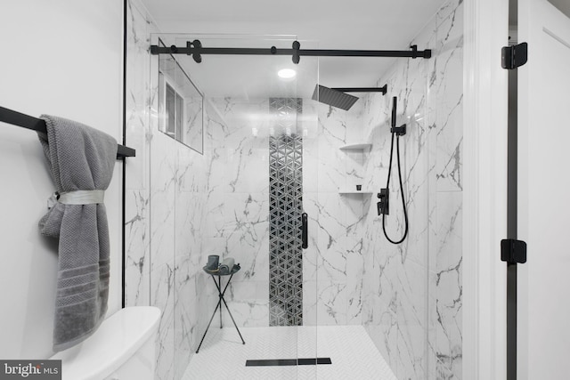 133 Ingraham St NW, Washington, DC 20011 - bathroom featuring a marble finish shower and toilet