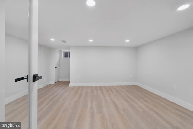 133 Ingraham St NW, Washington, DC 20011 - finished basement featuring visible vents, baseboards, recessed lighting, and light wood finished floors