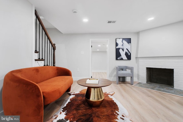133 Ingraham St NW, Washington, DC 20011 - sitting room featuring recessed lighting, visible vents, stairs, and wood finished floors
