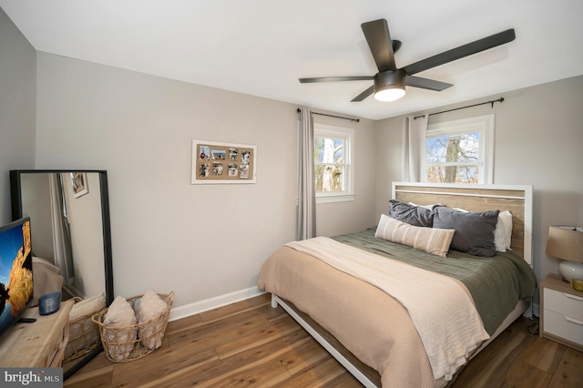 522 White Oak Rd, Fredericksburg, VA 22405 - bedroom featuring hardwood / wood-style flooring, baseboards, and ceiling fan