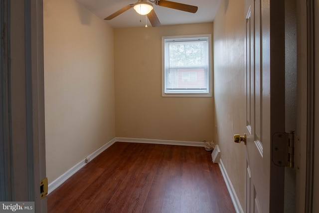7834 Fayette St, Philadelphia, PA 19150 - empty room with baseboards, ceiling fan, and dark wood-style floors