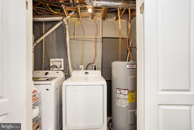 laundry room featuring independent washer and dryer and electric water heater