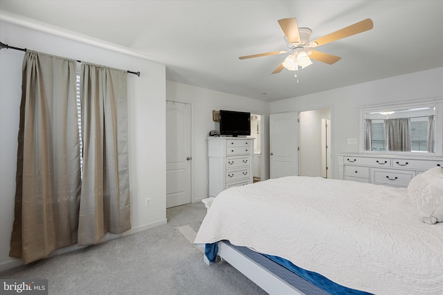 172 Scotch Pine Dr, Bunker Hill, WV 25413 - bedroom with ceiling fan, multiple windows, light carpet, and baseboards