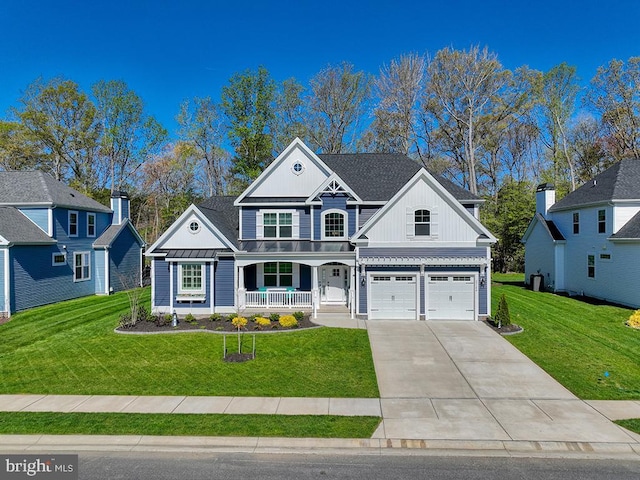 22144 Welches Way, Lewes, DE 19958 - view of front facade featuring a porch, board and batten siding, concrete driveway, and a front yard