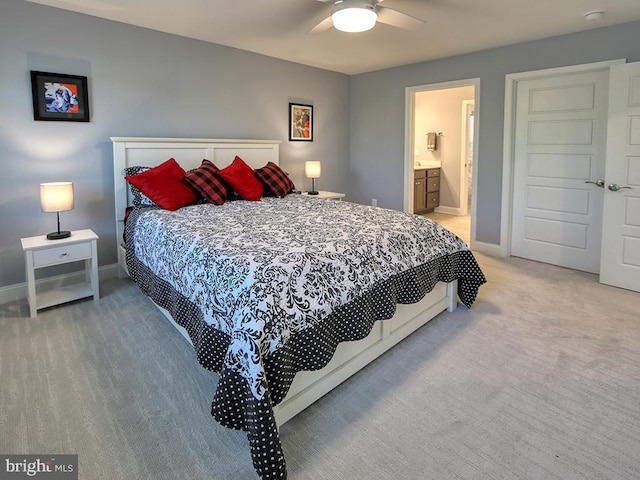 22144 Welches Way, Lewes, DE 19958 - bedroom with baseboards, light carpet, and ceiling fan