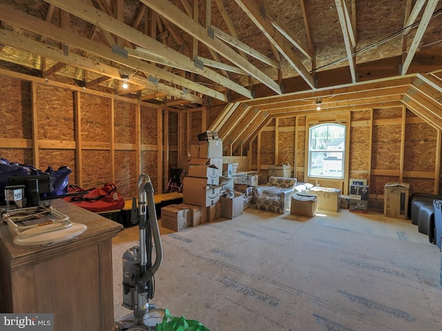 view of unfinished attic