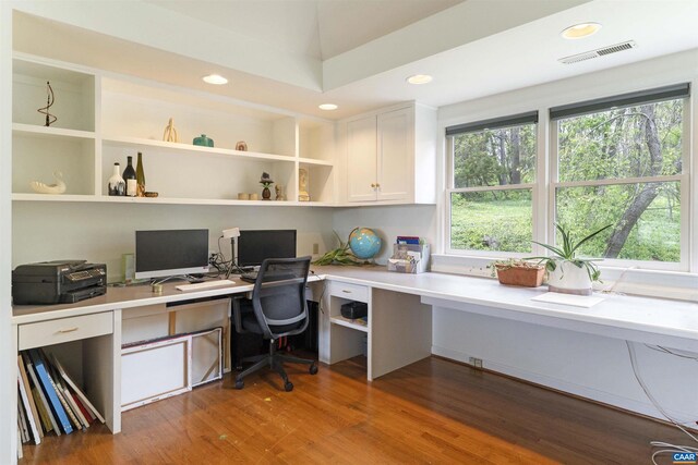1720 Franklin Dr, Charlottesville, VA 22911 - office featuring recessed lighting, built in study area, wood finished floors, and visible vents