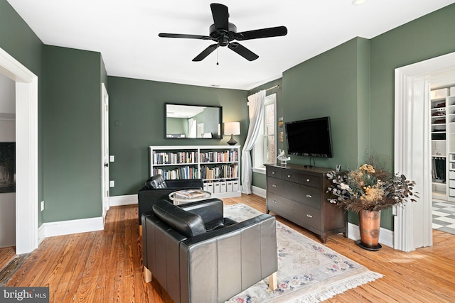 20-22 W Harvey St, Philadelphia, PA 19144 - living room with a ceiling fan, wood finished floors, and baseboards