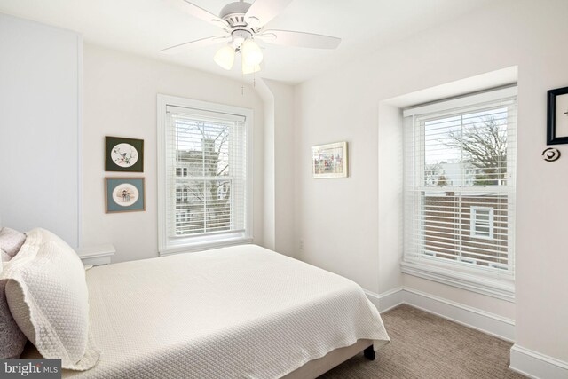 20-22 W Harvey St, Philadelphia, PA 19144 - carpeted bedroom with multiple windows, baseboards, and ceiling fan