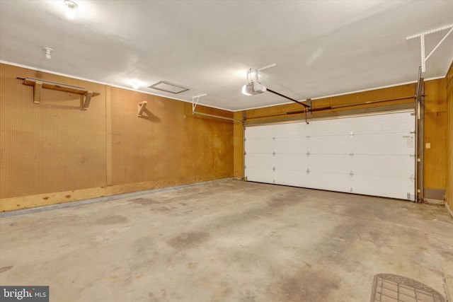 garage with a garage door opener