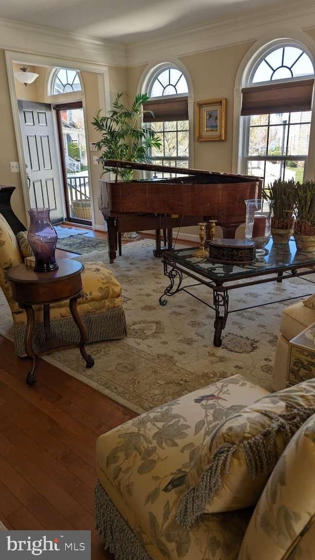 402 Village Center Blvd, Milton, DE 19968 - living area featuring crown molding and hardwood / wood-style flooring