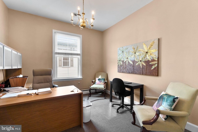 196 E Main St, Westminster, MD 21157 - office space with baseboards and a notable chandelier